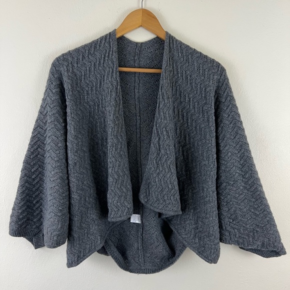 Sweaters - Rabbit Hair Blend Cocoon Chevron Knit Boho Open Front Cardigan Sweater